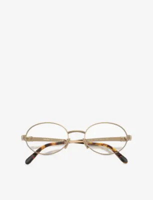 MIU MIU MU 50ZV Round-Frame Metal Eyeglasses in GOLD, additional product view 3