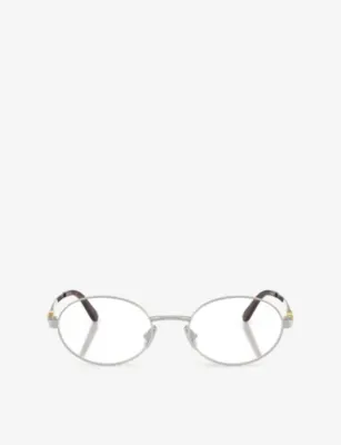 MIU MIU MU 50ZV Round-Frame Metal Eyeglasses in SILVER – Mens | Glasses
