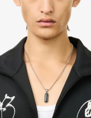 CLOCKS AND COLOURS Seneca Stainless-Steel and Kanbaba Jasper Pendant Necklace detail 2