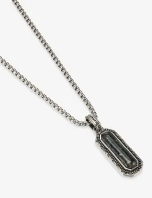 CLOCKS AND COLOURS Seneca Stainless-Steel and Kanbaba Jasper Pendant Necklace detail 3