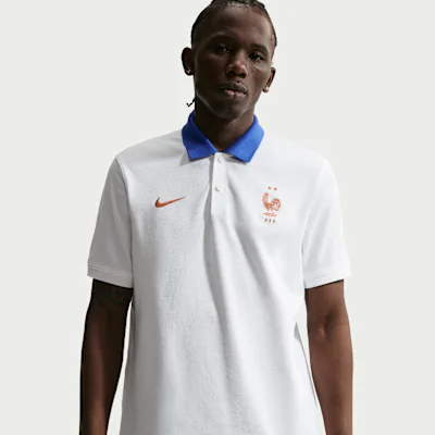 Nike FFF The Nike Polo Men's Nike Dri-FIT Football Polo - White/Game Royal/Metallic Copper
