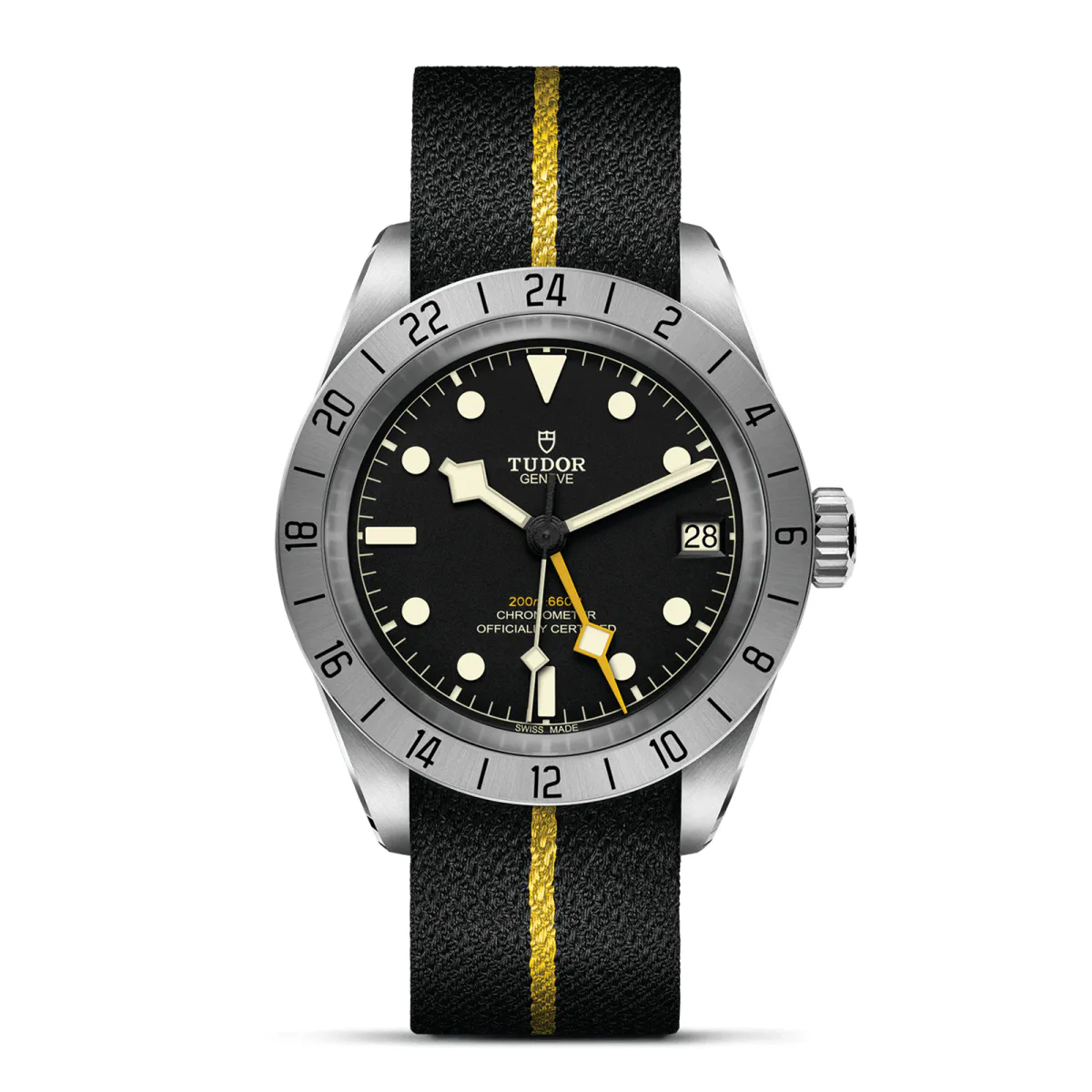 Tudor Black Bay Pro 39mm Steel Case Black Fabric Strap With Yellow Band