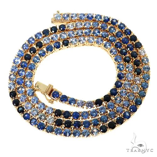 PIA - For Him GEMSTONES 14K Gold Water Sapphire Tennis Chain 66710 in Rose – Chain