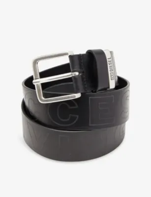 DIESEL B-Fsl Outline Embossed-Lettering Leather Belt - 30 in T8013, additional product view 3