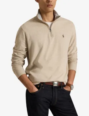 POLO RALPH LAUREN Brand-Embroidered Half-Zip Jersey Sweatshirt detail 3