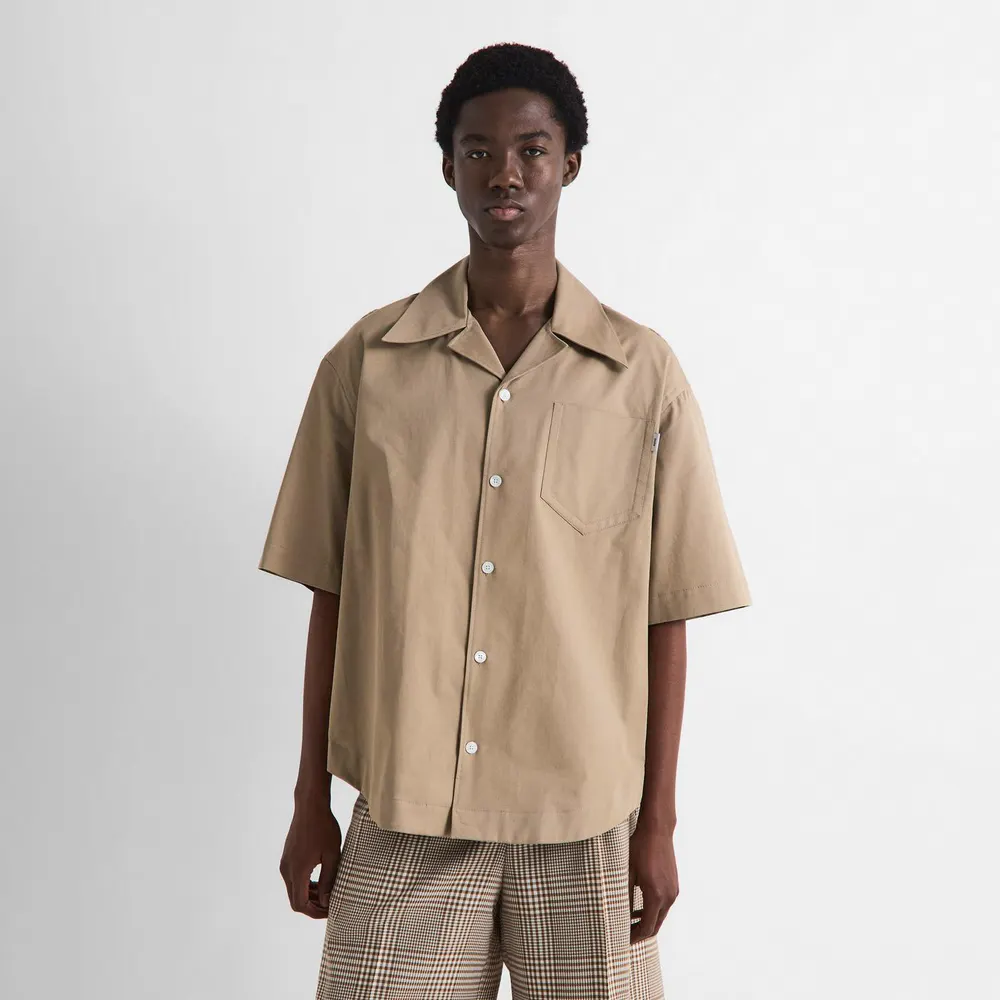 Ami Paris Men's Camp Collar Short Sleeve Plain Shirt detail 3