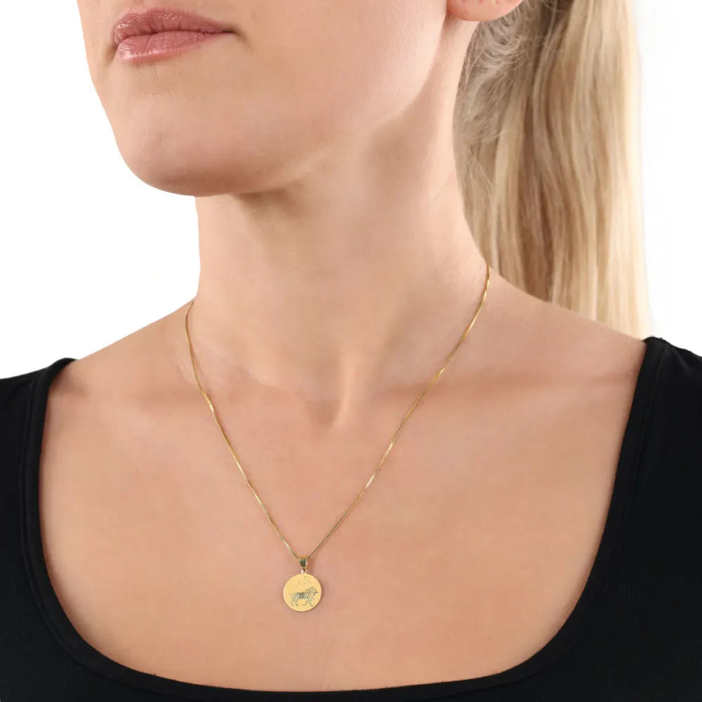 AMOR 9ct Yellow Gold Leo Zodiac Pendant detail 2