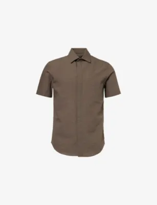 EMPORIO ARMANI Icon Short-Sleeve Seersucker Woven Shirt