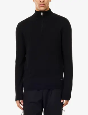 BELIER Funnel-Neck Half-Zip Knitted Sweater detail 3