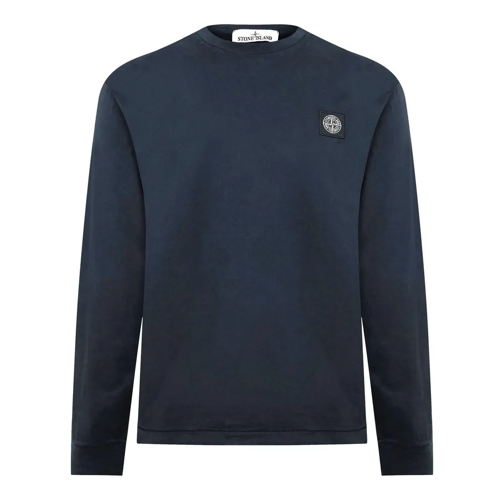 Stone Island Men's Logo Cotton Compass Patch Long Sleeve T-Shirt