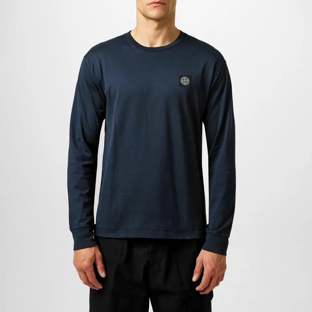 Stone Island Men's Logo Cotton Compass Patch Long Sleeve T-Shirt detail 3