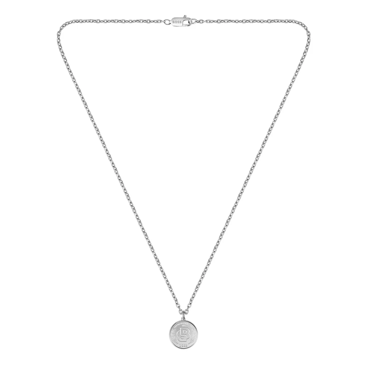Boss Gents BOSS Double B Stainless Steel Medallion Pendant Necklace