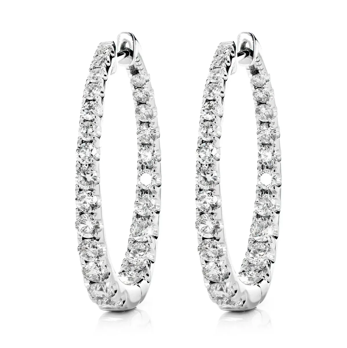 For Him Graduated Inside Outside Diamond Hoop Earrings in White Gold / Lab Grown Diamond – Earring