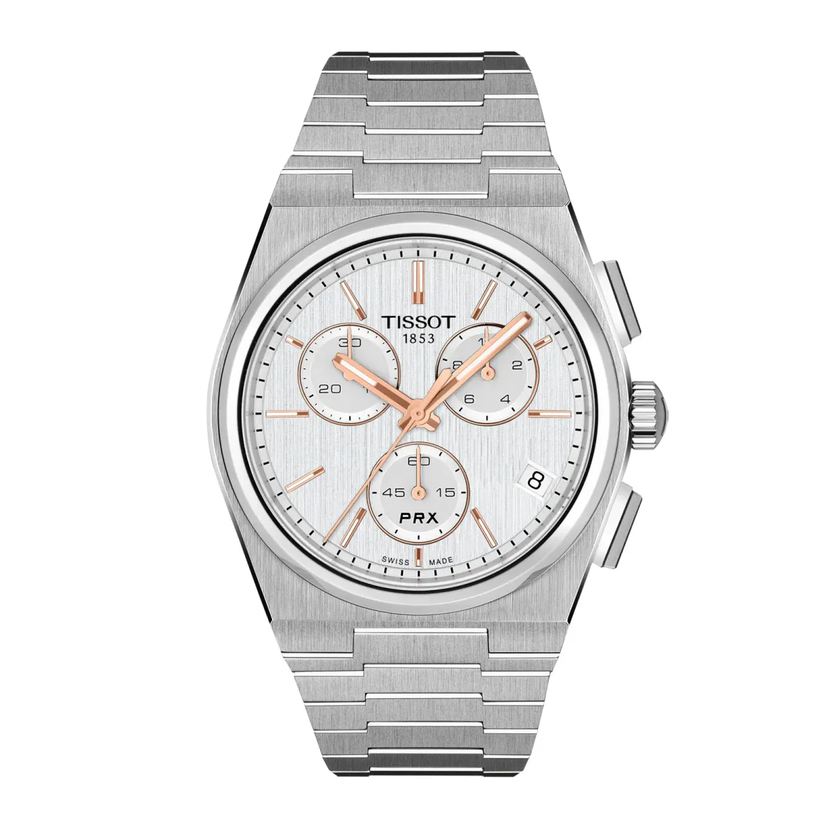 Tissot PRX Chrono Quartz 41mm Mens Watch Silver