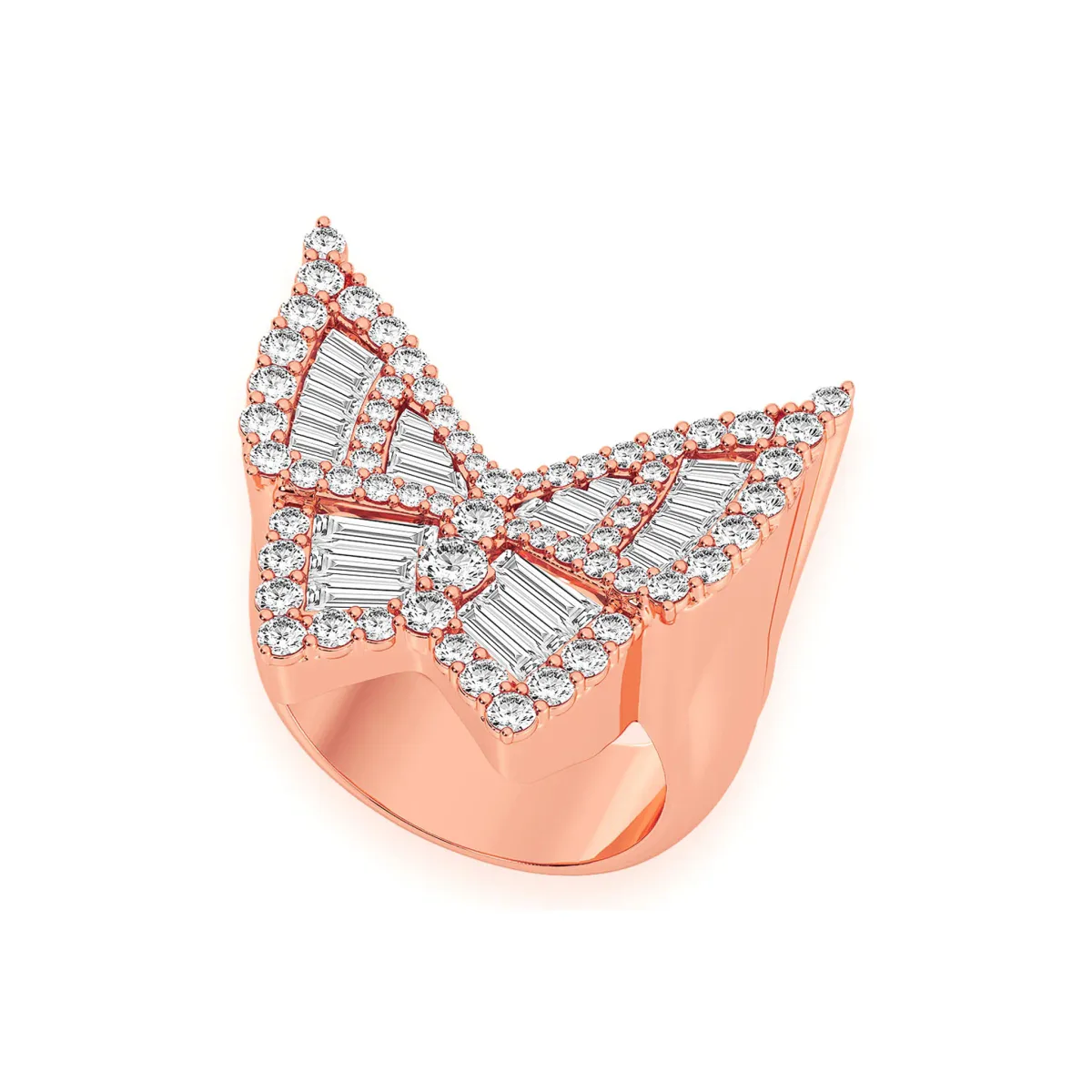 For Him Butterfly Baguette Signet Ring in Rose Gold / Natural Diamond – Ring