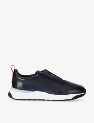 SANTONI Innova perforated leather low-top trainers - DARK BROWN - EUR 39 / 5 UK MEN in Navy – Mens | Trainers | Slip on trainers