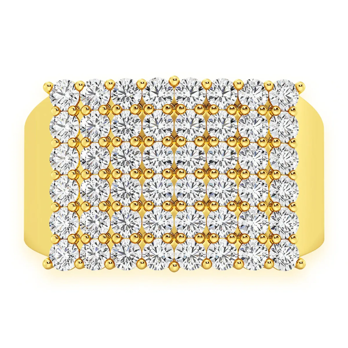 For Him Curved Rectangle Diamond Ring in Yellow Gold / Natural Diamond – Ring