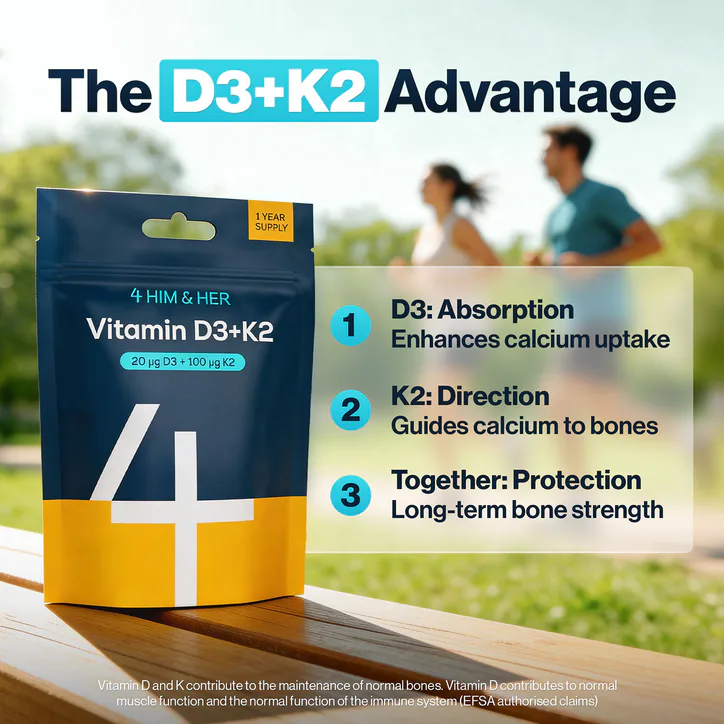 4HIM & HER Vitamin D3+K2 20µg (800 IU) & 100µg MK7 365 Tablets detail 3