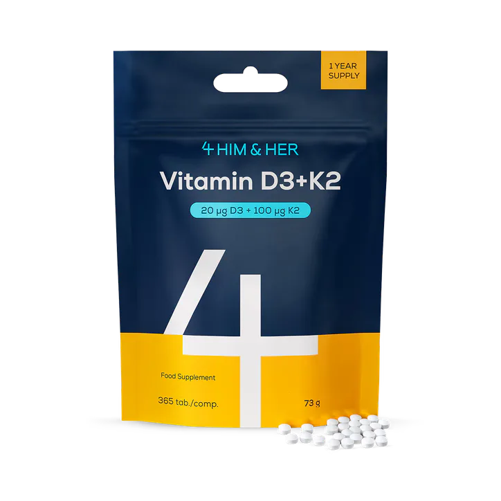 4HIM & HER Vitamin D3+K2 20µg (800 IU) & 100µg MK7 365 Tablets
