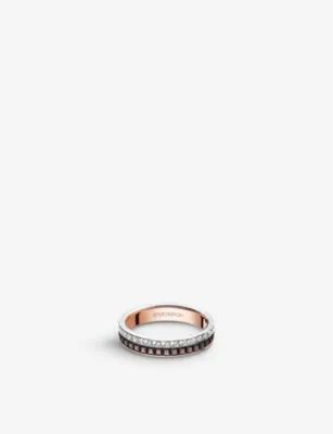 BOUCHERON Quatre Classique 18ct rose-gold, white-gold and 0.21ct diamond wedding band - 56mm – Mens | Jewellery | Rings