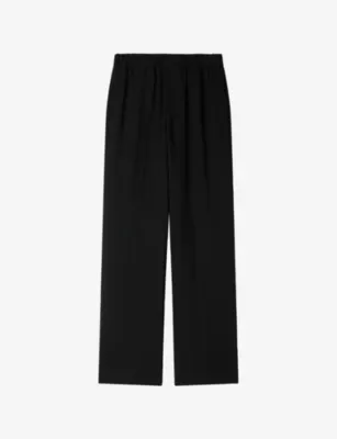 SANDRO Elasticated-Waist Wide-Leg Stretch-Woven Trousers - DARK CHOCOLATE detail 2