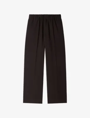 SANDRO Elasticated-Waist Wide-Leg Stretch-Woven Trousers - DARK CHOCOLATE detail 3