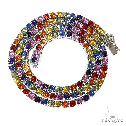PIA - For Him GEMSTONES Rainbow Sapphire Tennis Chain 67477 in Rose – Chain
