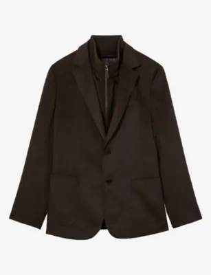 REISS Gilet Insert Single-Breasted Woven Blazer