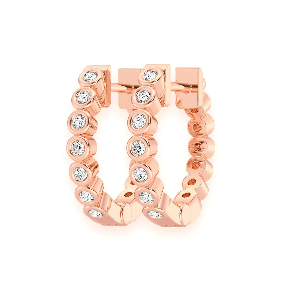 For Him Bezel Diamond Hoops in Rose Gold / Natural Diamond – Earring
