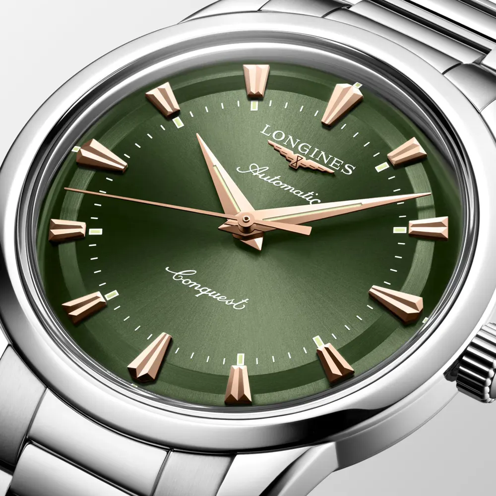 Longines Conquest Heritage 40mm Mens Watch Green detail 3