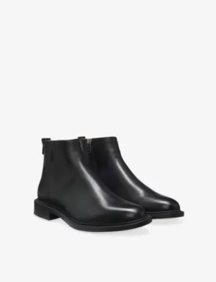 HUGO Logo Trim Leather Boots - EUR 41 / 7 UK MEN in BLACK, additional product view 3