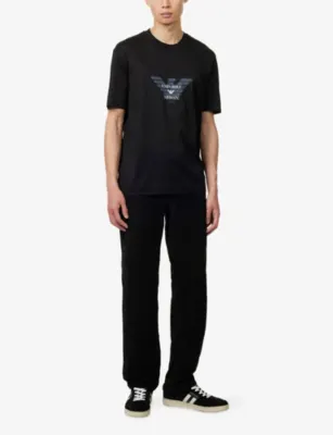 EMPORIO ARMANI Faded Logo-Print Cotton-Jersey T-Shirt detail 2