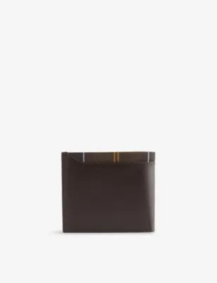 BARBOUR Branded Tartan-Trim Leather Wallet detail 3