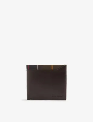 BARBOUR Branded Tartan-Trim Leather Wallet