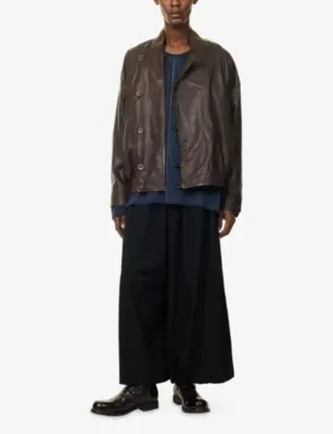 UMA WANG Jovan Leather Jacket in BROWN, additional product view 2