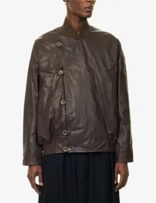 UMA WANG Jovan Leather Jacket in BROWN, additional product view 3