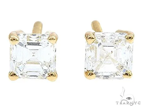 RINA - For Him FACTORY 1 Ctw Asscher-Cut Diamond Studs (Natural) 65007 in Rose Gold – Earrings