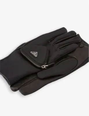 PRADA Logo-embellished Re-Nylon and leather gloves - 10 detail 2