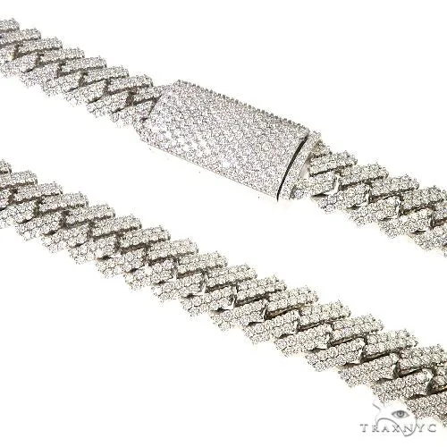 AHMED - MOON JEWELRY 2 Row Prong Set Diamond Cuban Chain 66883 in Rose – Chain