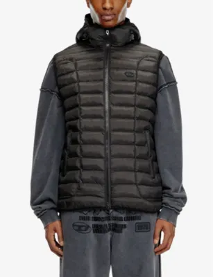DIESEL W-Temple quilted shell gilet in 9XX, additional product view 3