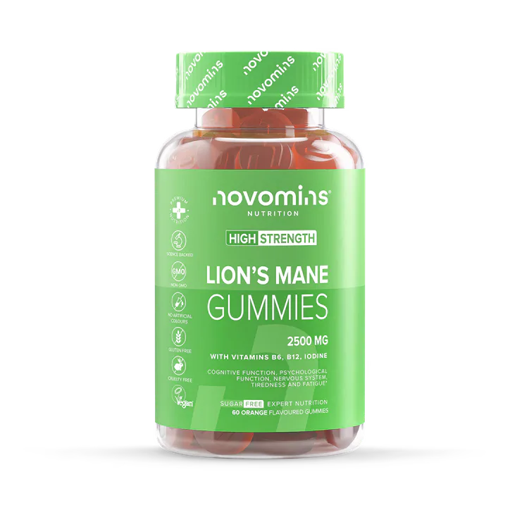 Novomins Lion's Mane 2500mg Orange Flavoured 60 Gummies