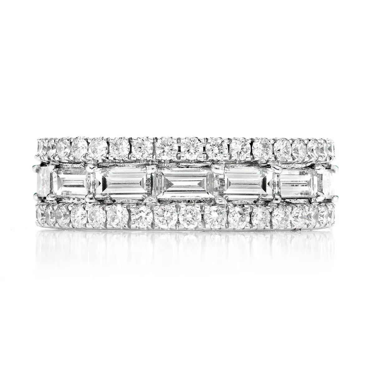 For Him Eternity Round and Baguette Border Diamond Band Ring in White Gold / Natural Diamond – Ring