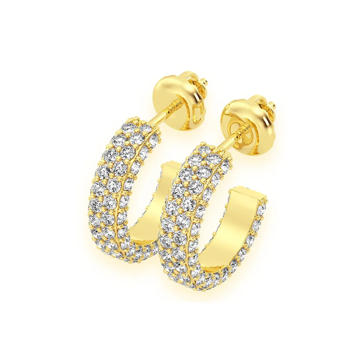 For Him Half Hoop Diamond Earrings in Yellow Gold / Natural Diamond – Earring