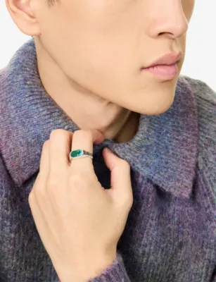 NINETWOFIVE Zariq Sterling-Silver And Chrysocolla Ring - S in SILVER, additional product view 2