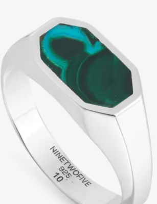 NINETWOFIVE Zariq Sterling-Silver And Chrysocolla Ring - S in SILVER, additional product view 3