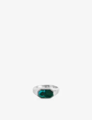 NINETWOFIVE Zariq Sterling-Silver And Chrysocolla Ring - S in SILVER – Mens | Jewellery | Rings