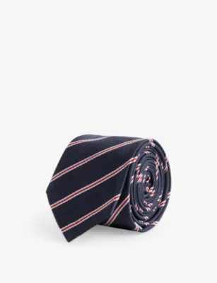 THOM BROWNE Jacquard Stripe Silk Tie - LIGHT BLUE detail 3