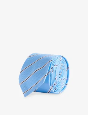 THOM BROWNE Jacquard Stripe Silk Tie - LIGHT BLUE
