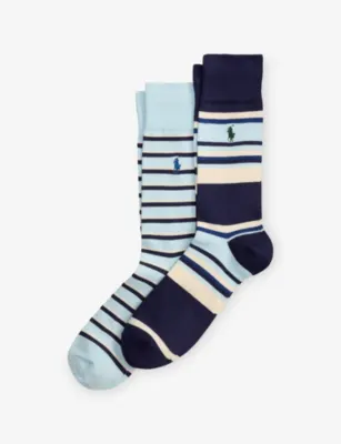 POLO RALPH LAUREN Stripe-Pattern Pack of Two Cotton-Blend Crew Socks
