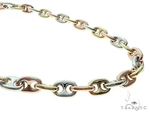 JALGAS - ASTOURIAN 14K Three Tone Gold Solid Anchor Link Chain 8mm 66222 in 22 Inches – Chain